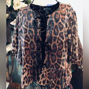 Leopard Print Sequin Women's Top